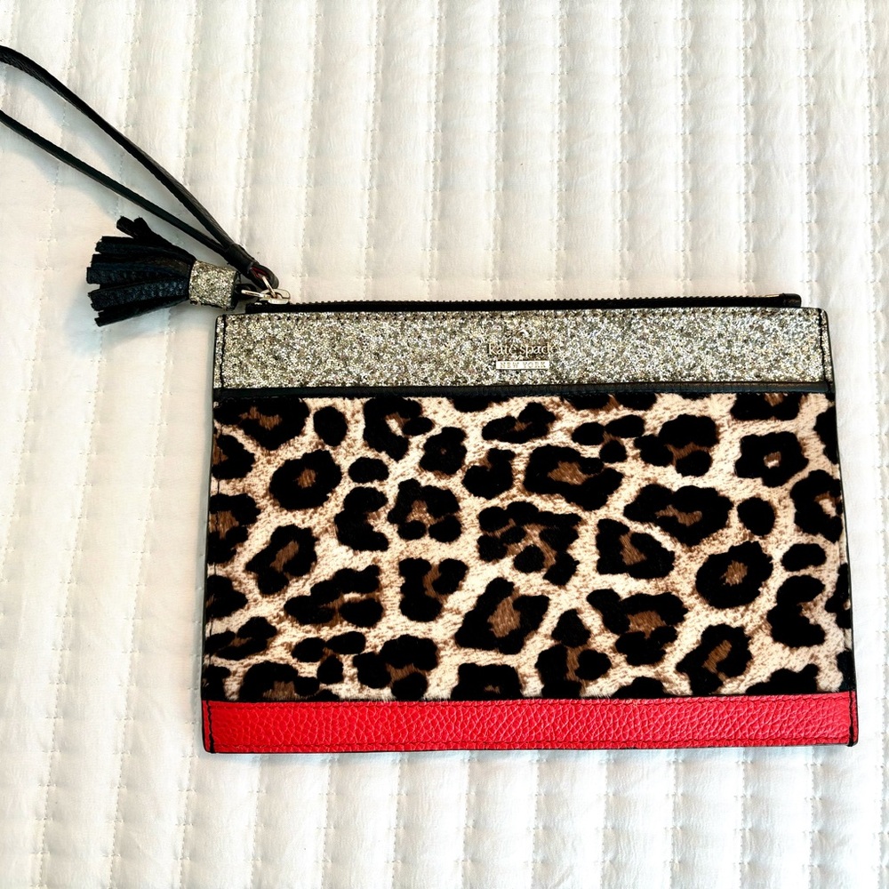Kate Spade Leopard Glitter Wristlet